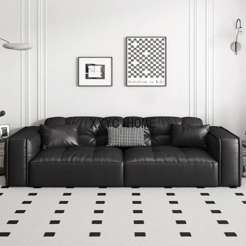 Black Family Living Room Sofas Europe Leather Couches Lazy  Sofa Puff Sectional Bean Bag Woonkamer Banken Furniture