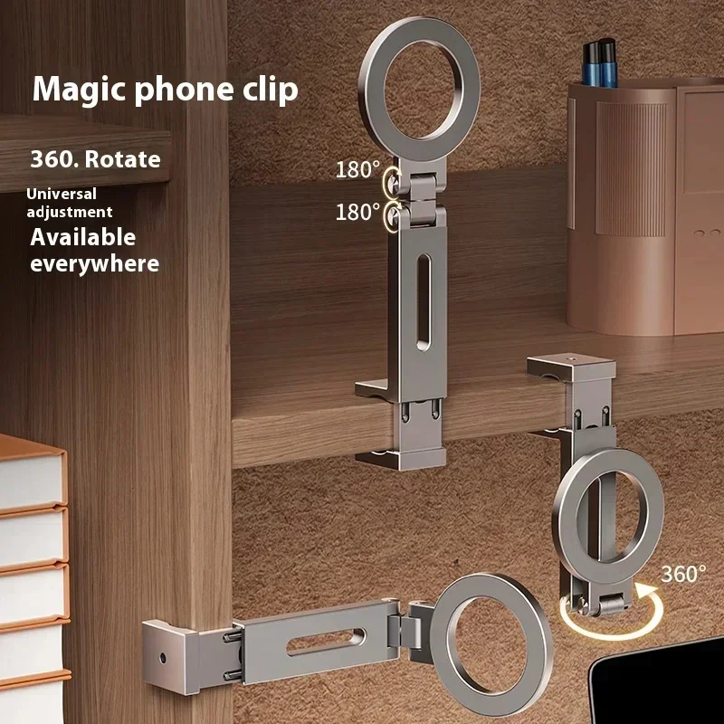 

Rotatable Gripping Phone Holder Aluminum Alloy 360 Rotation Adjustable Stand for Magsafe Car Phone Holder Foldable Hook Mount