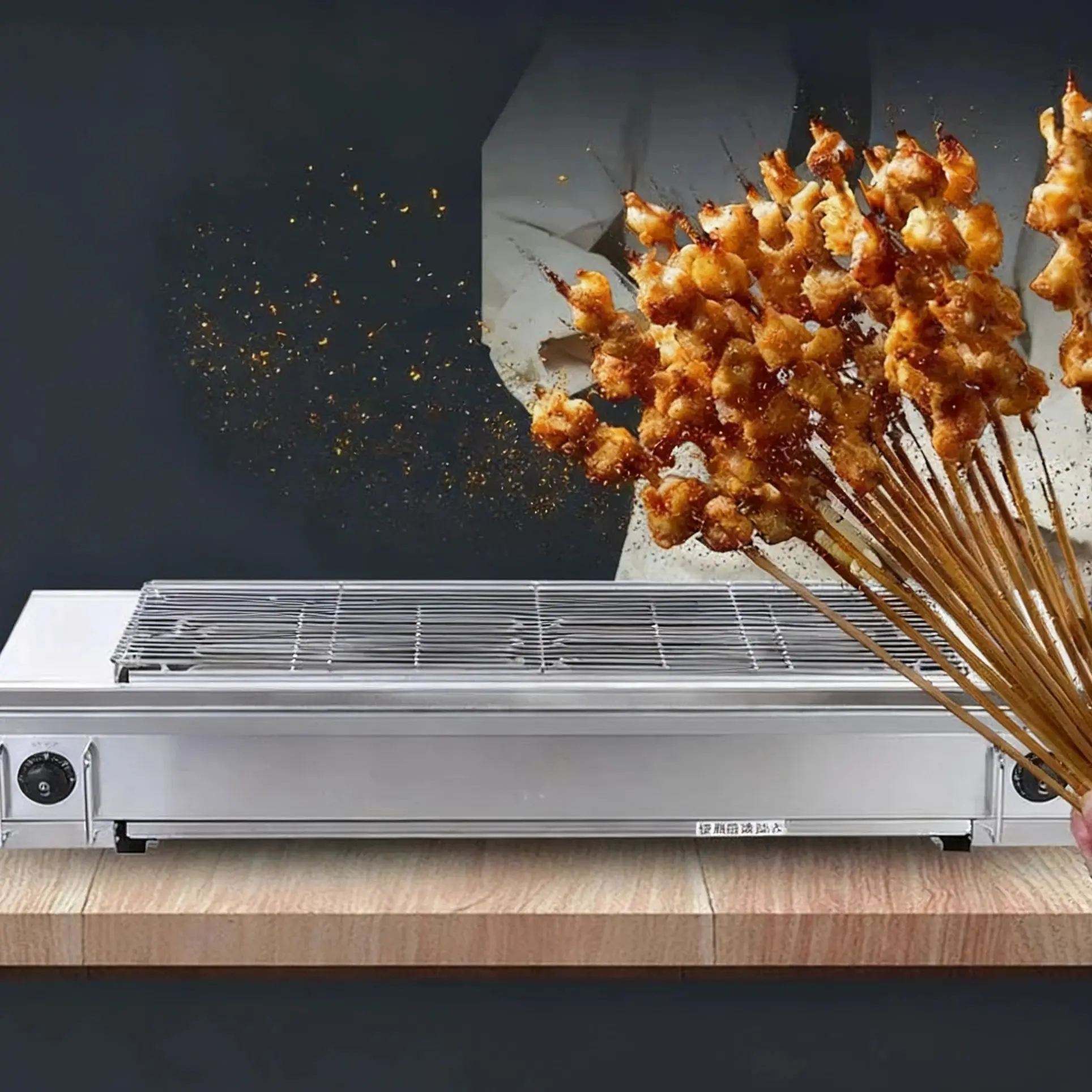 

Новый бытовой электрический гриль. Бездымный в помещении, нержавеющая сталь. Для баранины шашлико и т. д. Также коммерческий.