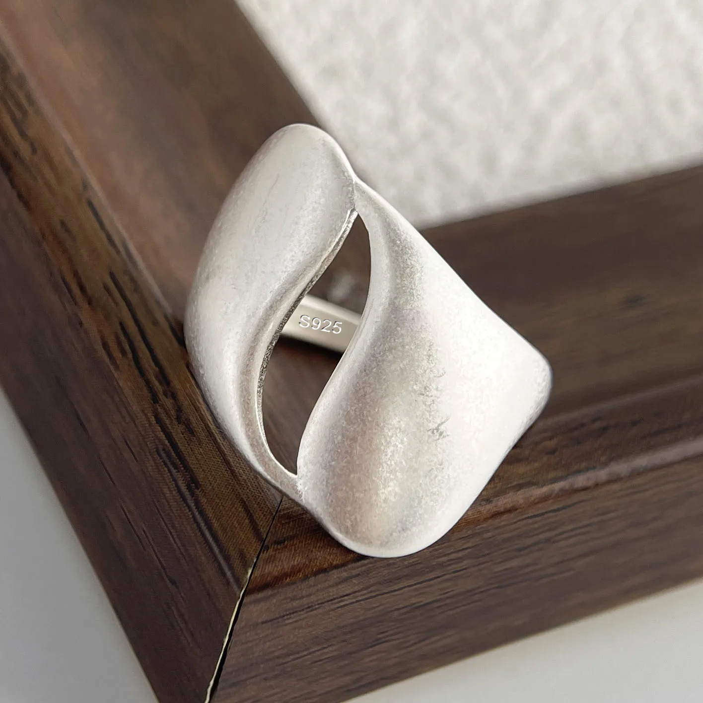 Women's 925 Sterling Silver Handmade Simple Flower Bow Heart Ring