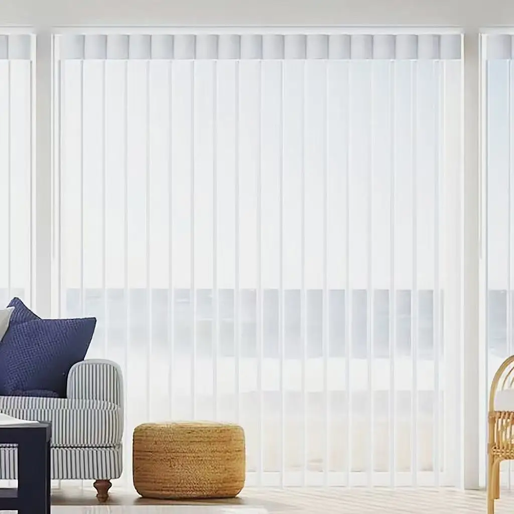 Modern window update. Vertical dream blinds add style & function.Soft diffuse light.Privacy on demand. For living rooms & office