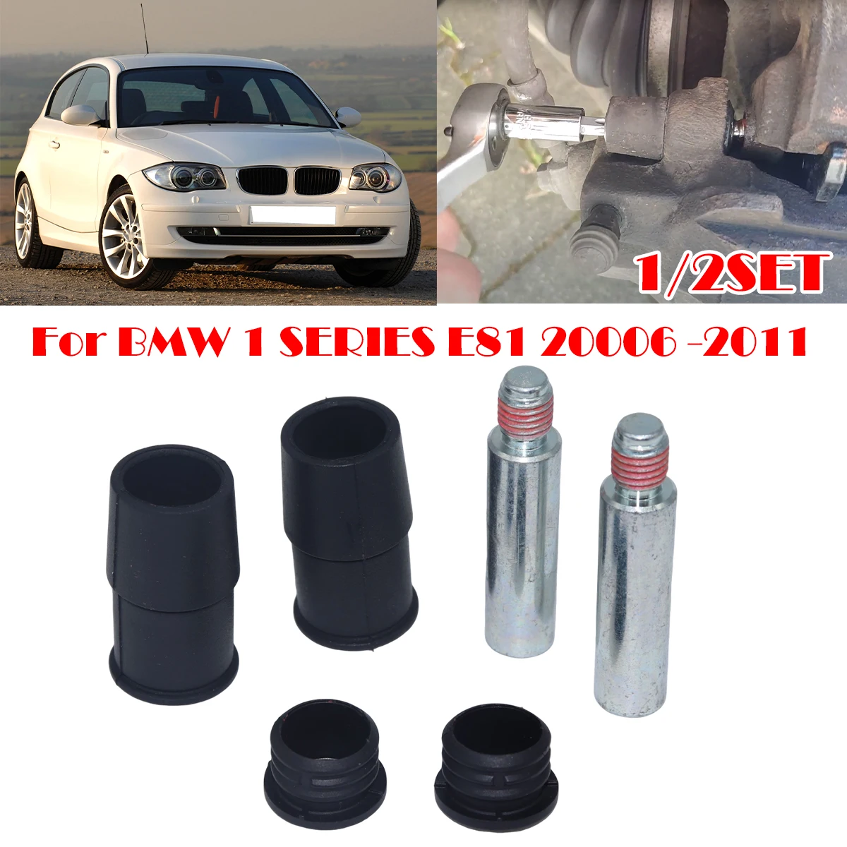 

1/2Set Rear Brake Caliper Slider Guide Pins Bolt Kit For BMW 1 SERIES E81 20006-2011 Left Right Disc Housing Bellows Sleeve Boot