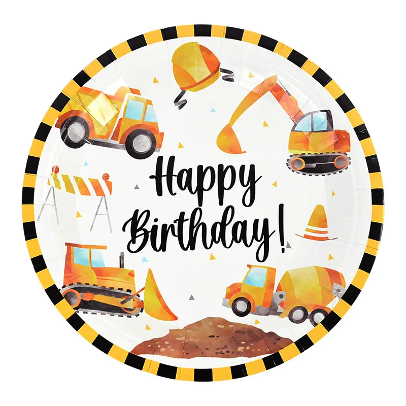 Construction Vehicle Party Disposable Tableware Birthday Party Decorations Boys Engineering Truck Plate Cup Birthday Decor