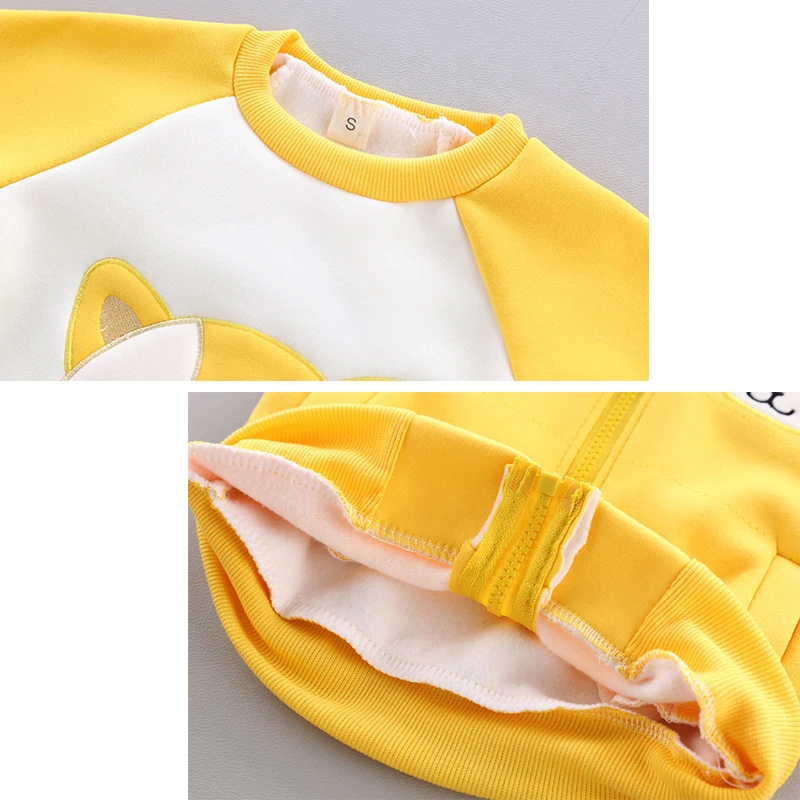 Conjunto de ropa para bebé, traje grueso y cálido de algodón, suéter con capucha de dibujos animados, traje de lana de tres piezas para niño y niña,