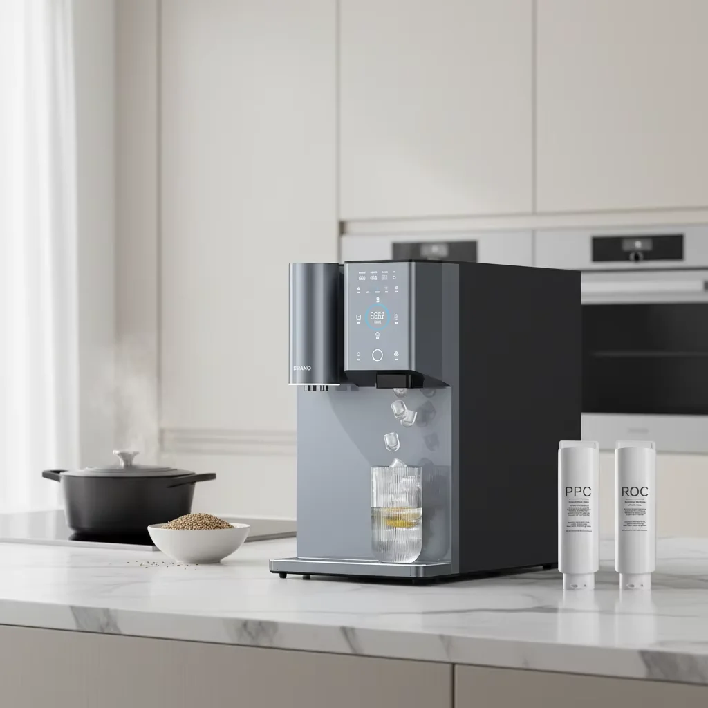 Electric Home Desktop Multifunctional RO Water Purifier Ice Making Hot Cold All-in-One Smart Countertop Water Dispenser