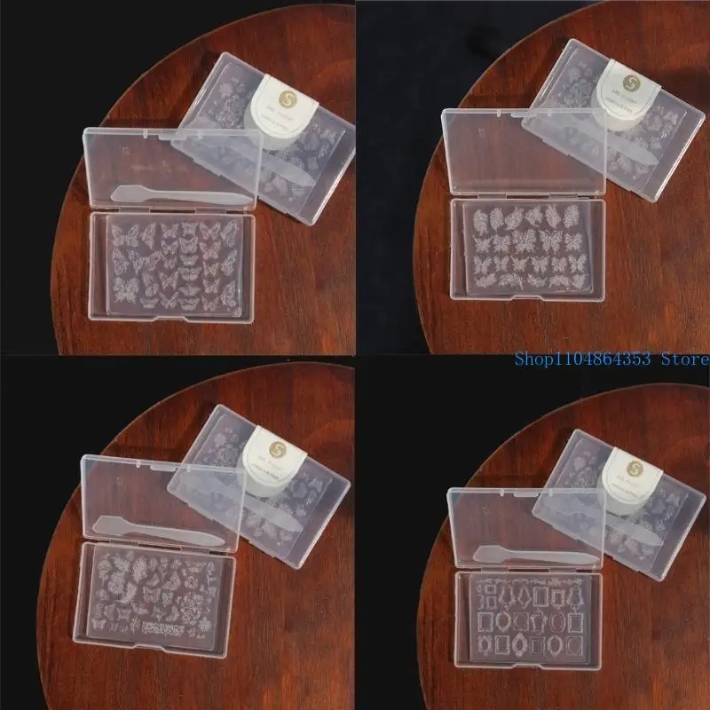 

652F Thin Silicone Art Mold Transparent Stamping Plate Nails Stencils DIY Manicure Mould Tools for ManicuristS