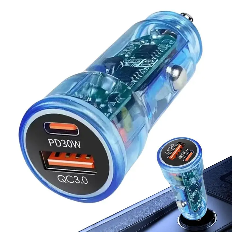 

Car Charger Fast Charging 48w Dual Port Intelligent Pd Transparent Super Fast Charging Adapter Car Charger Adapter Fast Charging