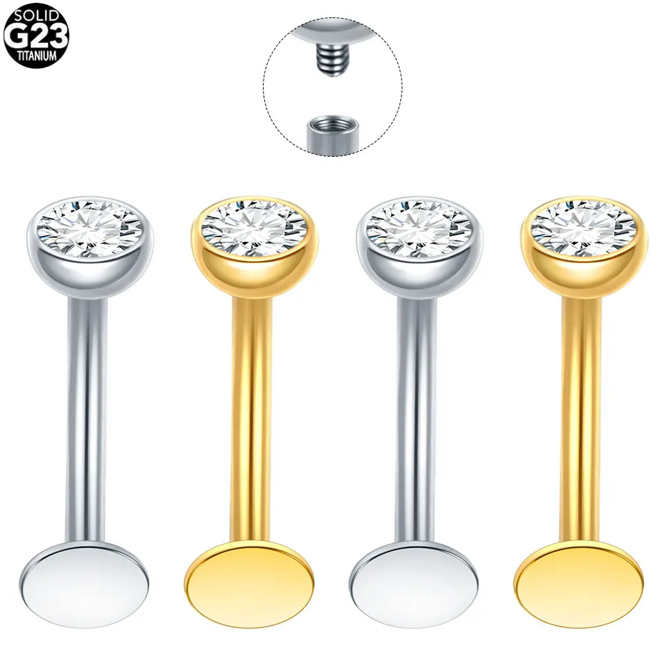 1/5 pièces titane incurvé nombril anneaux 14G CZ flottant nombril anneaux 10mm nombril Piercing Labret lèvre Stud femmes bijoux
