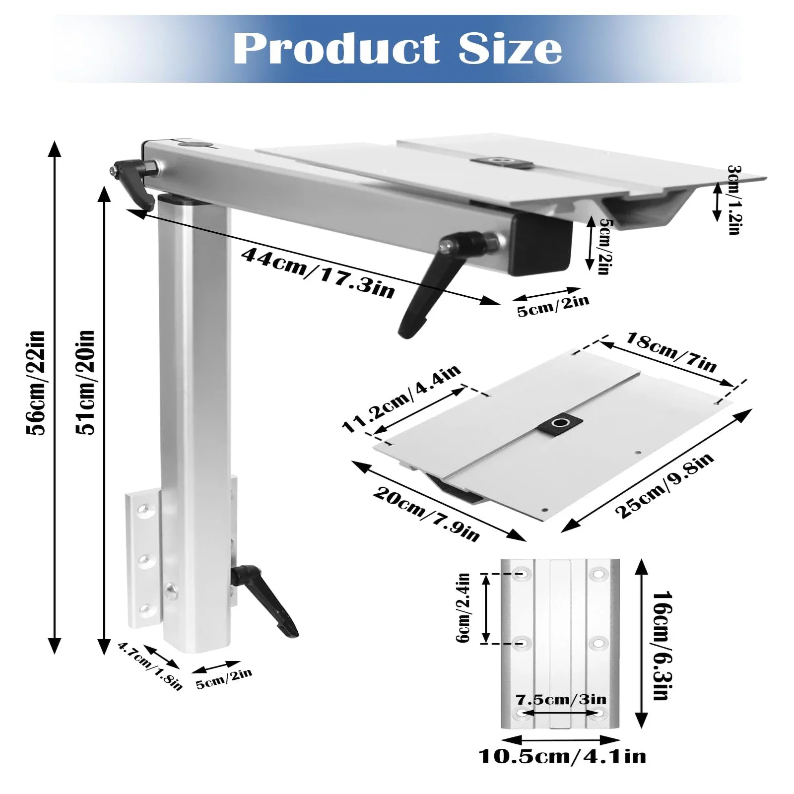 Upgrade Removable Table Leg Swivels 360 Degrees Premium Aluminum Alloy RV Table Leg Bracket Adjustable Accessories for Pontoon