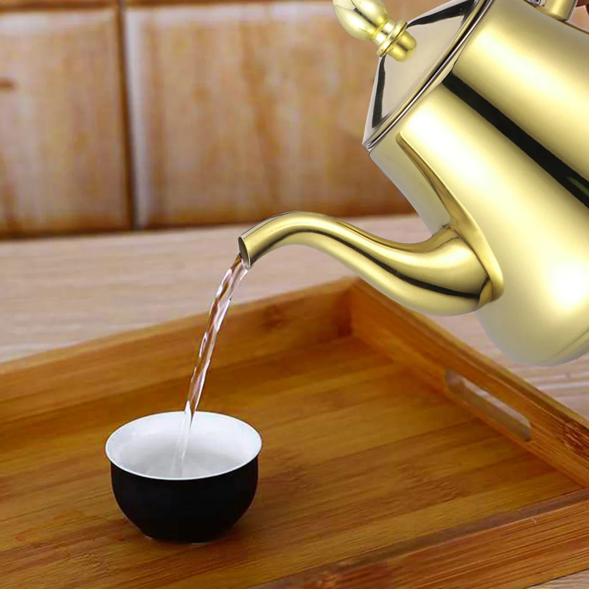 

Stainless Steel Teapot Kettle for Stovetop Electric Household Tea Coffee Pot with Filter Easy Grip Curvy Handle