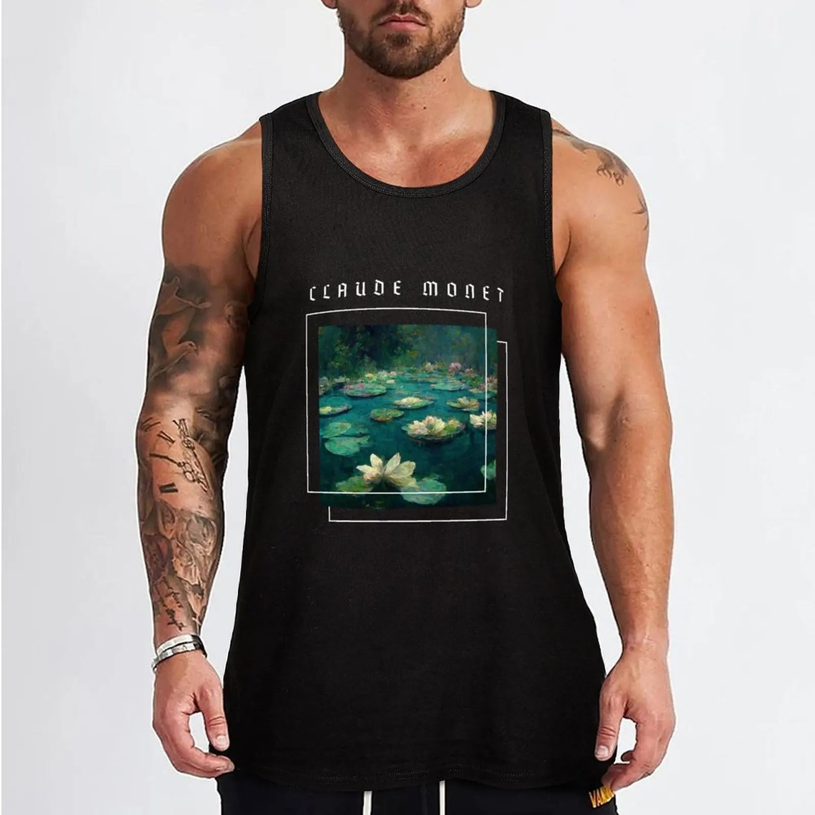 Water Lillies Monet -Claude Monet Art Remake Design Tank Top Men's sleeveless t-shirt summer Men's tops