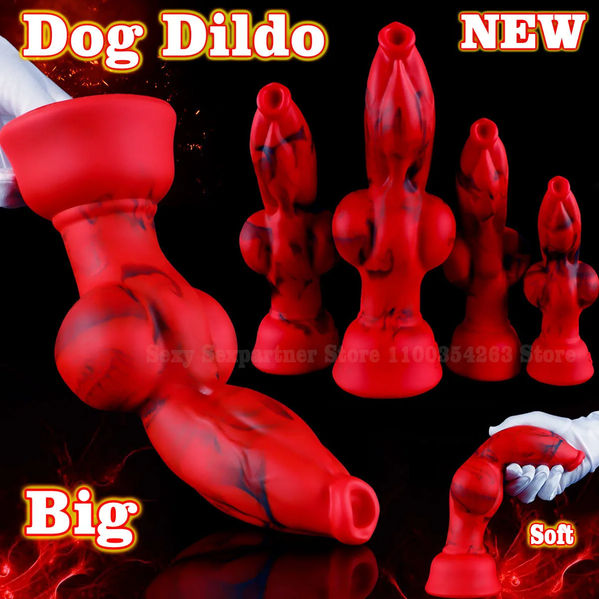 Red Huge Dog Dildo Realistic Wolf Dog Penis Soft Silicone Anal Butt Plug Strapon Penis Suction Cup Sexy Dildos Adult Sex Toys 18