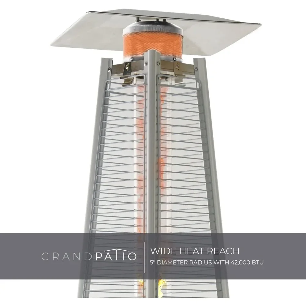 

Patio Heater Covers Modern Pyramid Propane Terrace Heater, Square Vertical Heater with Lid and Wheels Outdoor Heating & Cooling