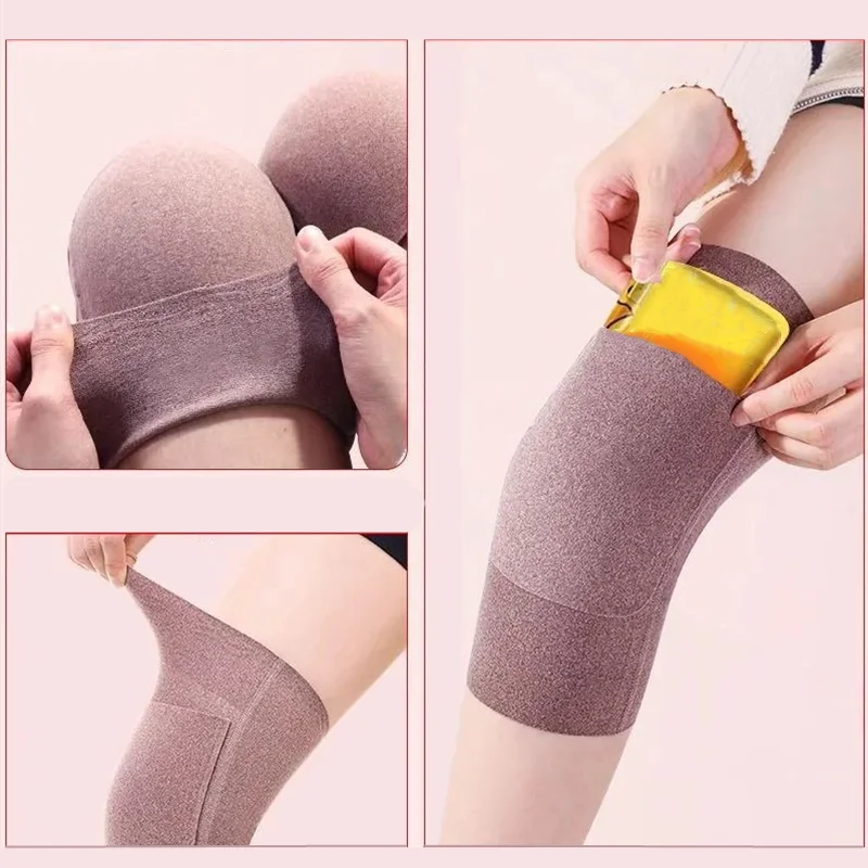 Mit Fleece gefütterte Kniebandage für Herbst/Winter, warmer Schutz vor Kälte, ideal für Menschen mittleren Alters und ältere Menschen, Kniegelenkwärme