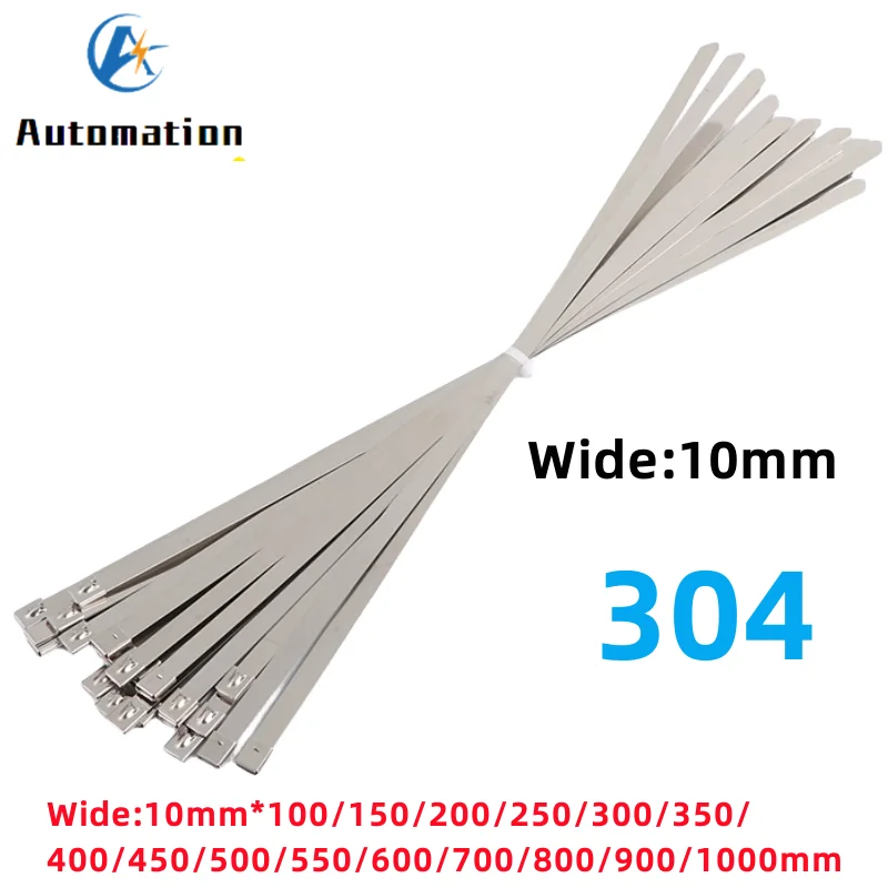 10 20 50 100 200 Pcs 10mm 0.39 inch 304 Stainless steel cable twist tie lock metal zip wrap coated metal detectable cable tie