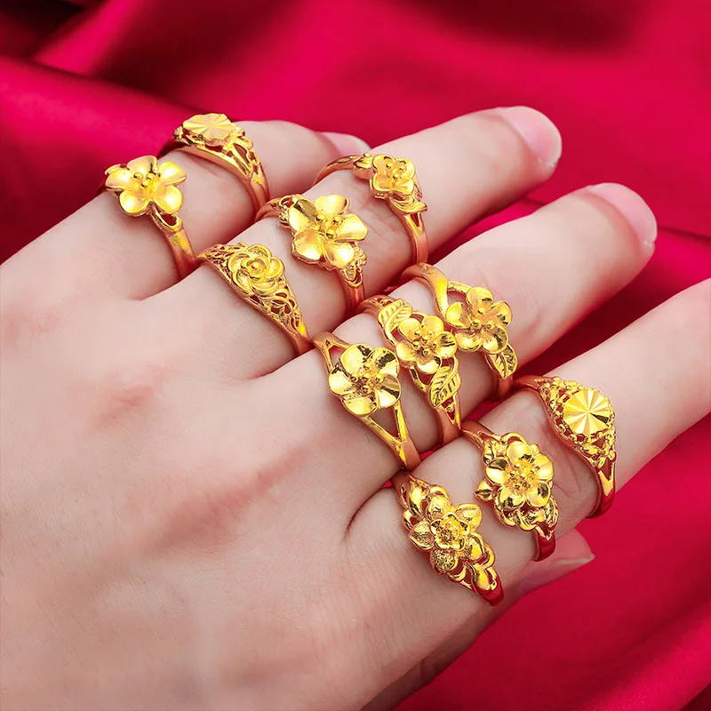 ANIID Äthiopien Dubai Blume Gold Farbe Arabische Ringe Resizable Für Frauen Hochzeit Schmuck Afrikanische Party Geschenk Nigerianischen Schmuck