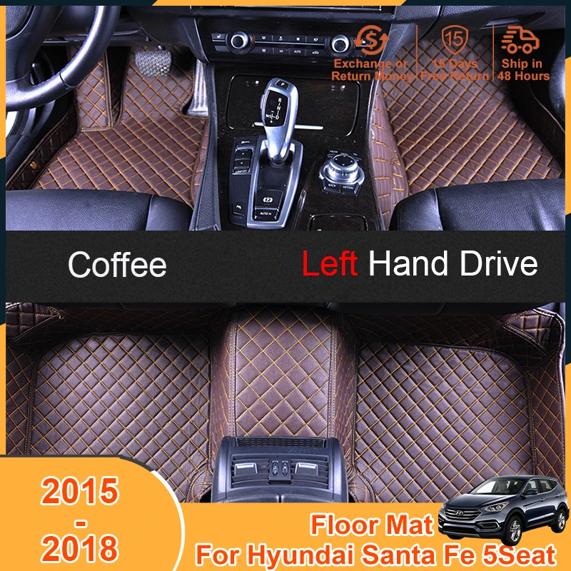 2015-2018 Foot Pad Carpets for Hyundai Santa Fe 5Seat 2015 2016 2017 2018 Accessories Left Hand Drive Floor Mats Cover Leather