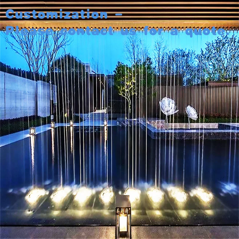 custom.Customized Modern Curtain LED Light Fountain with Rain & Lace Curtain Strings