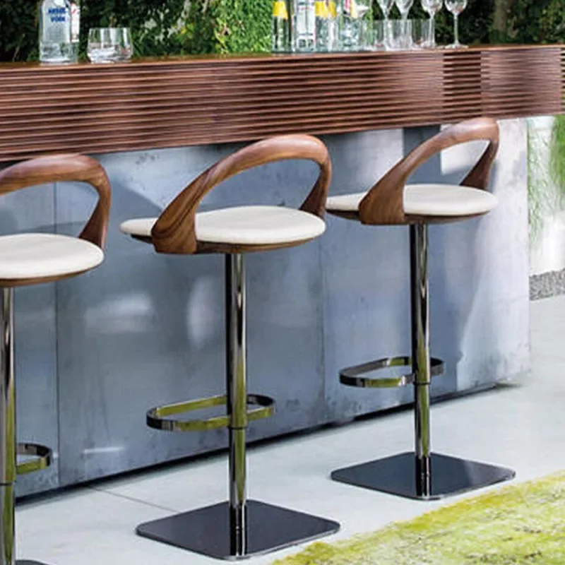 Aluminum White Barstools Ergonomic Minimalist Metal With Back Barstools Designer Living Room Sillas Para Comedor Salon Furniture