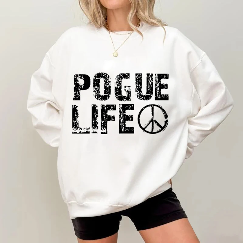 Pogues 4 Life Printed Crew Neck Sweatshirt,Outerbanks Pullover,OBX North Carolina,Pogue Life,Unisex,Fashion Aesthetic Streetwear