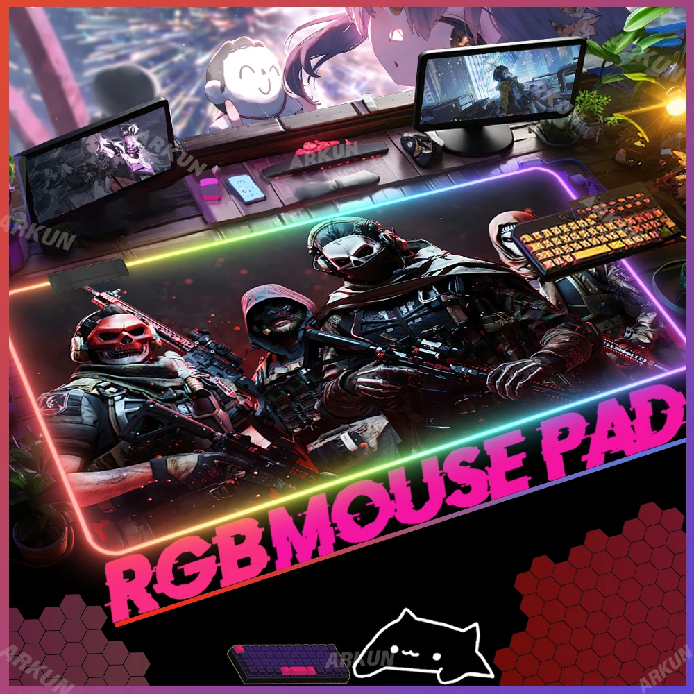 RGB Popular FPS Shooting Action C-Call of Duty Black Ops 6 Cod Series Gaming Mouse Pad XXL Keyboard Backlight Computer LED Mat