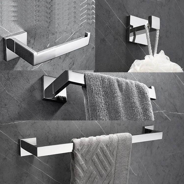 4-Piece contemporary bathroom accessories 304 stainless steel wall-mounted towel bar toilet paper holder, simple
