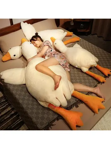 Divertido juguete de peluche de ganso de 50/90/130CM, almohada de pato suave, lindo animal relleno para dormir, regalo para niños, regalo de cumpleaños para novia