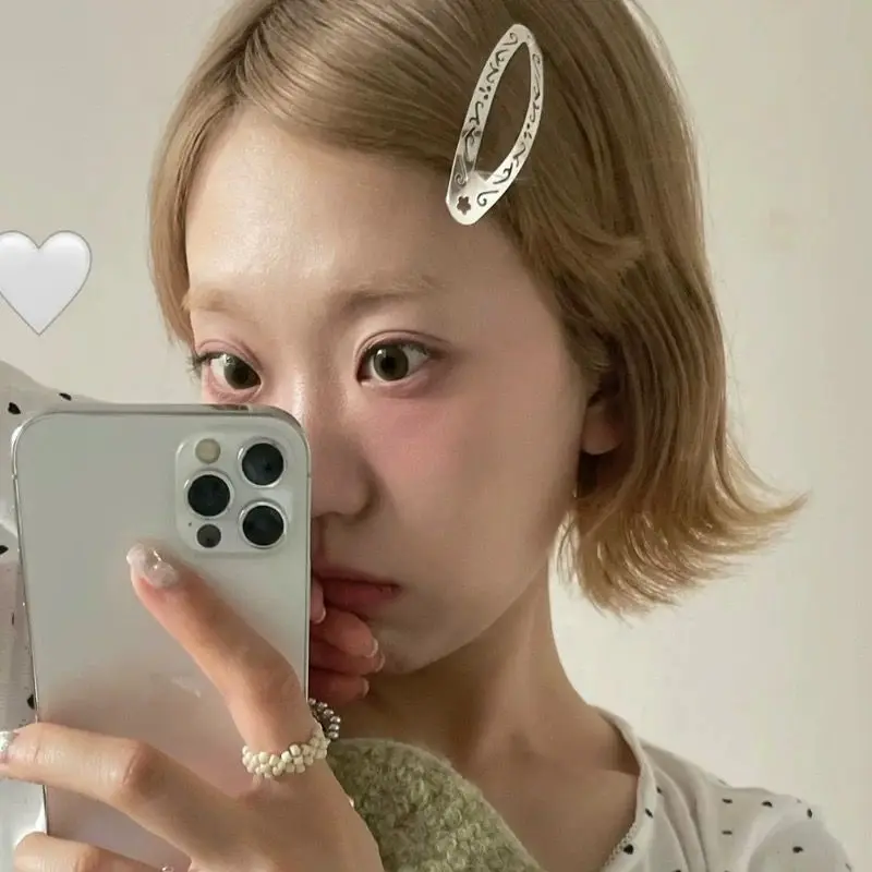 Sliver Hollow Out Pattern Hair Side Clip Y2K Geometric Oval BB Clip Punk Metal Bangs Side Hairpin Korean Fashion Accessories New