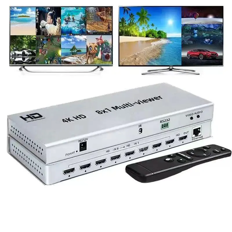 

4K 8 In 1 Out Multi-viewer 8X1 for HDMI-Compatible Multiviewer Seamless Switcher 8 Picture 1 TV Monitor View Multi Screen