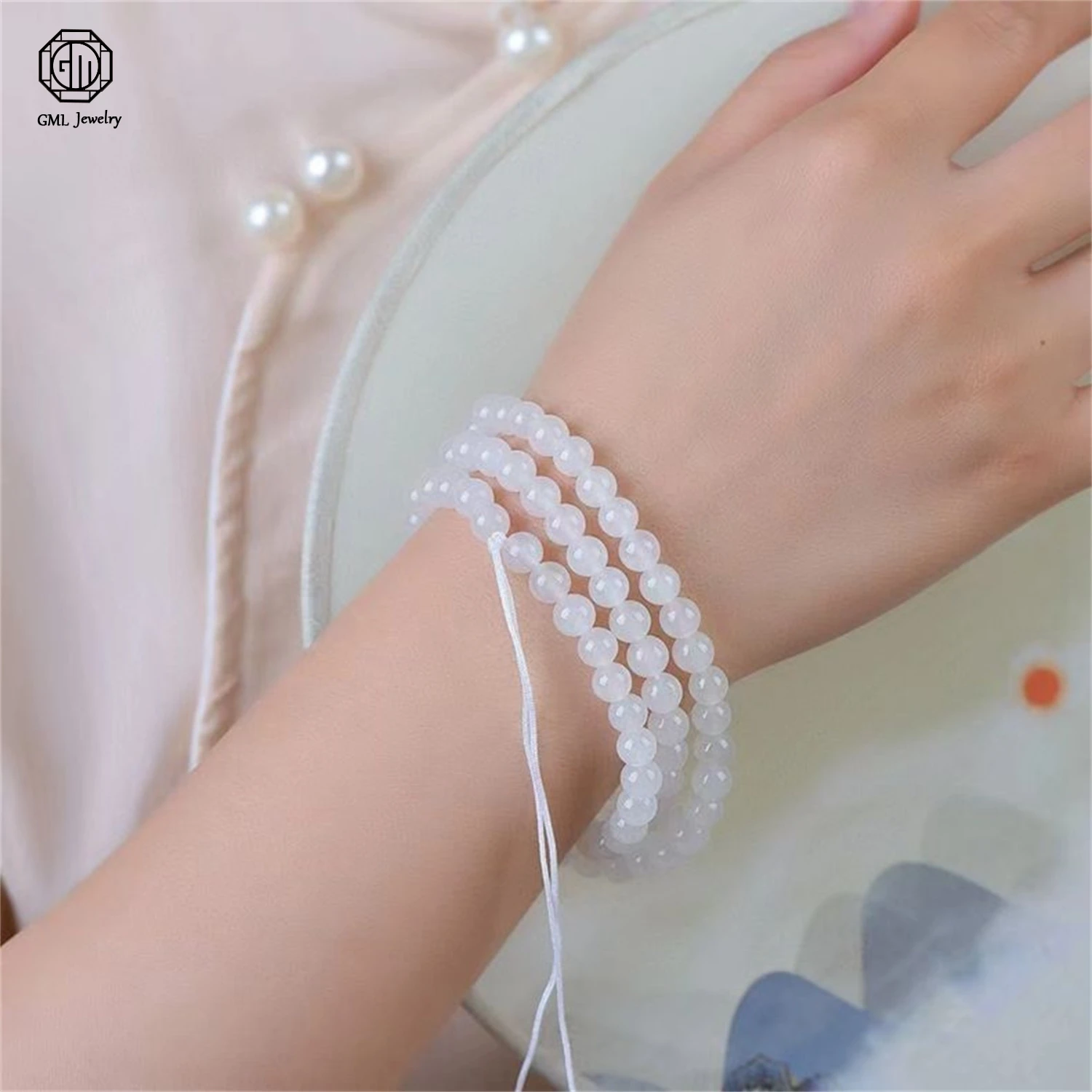 Wholesale Xinjiang Golden Silk Jade 108 Beads Mala Bracelet White Jade Bead Necklace For Women Jewelry Supply Direct Factory