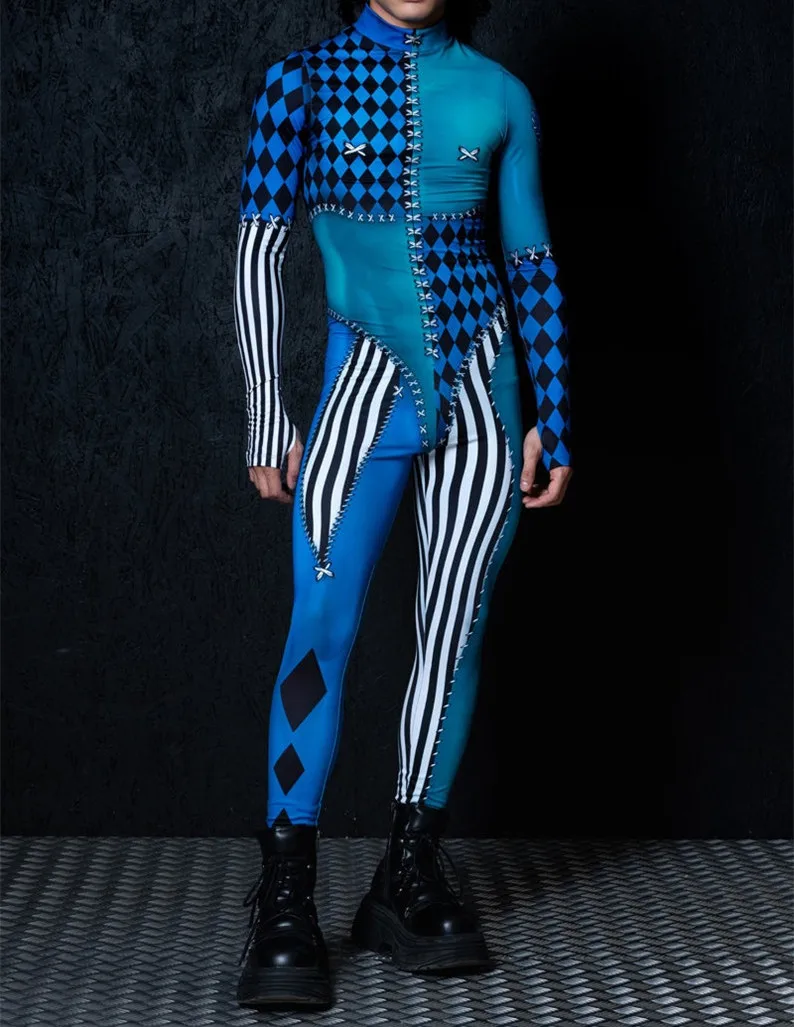 Herren Sexy Bunter Print Bodysuit Punk Morphsuit Halloween Roboter Zentai Anzug Feiertagsparty Jumpsuit Rave Cosplay Kostüm – Detail 39