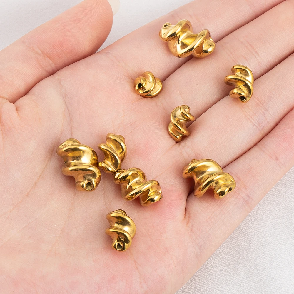 2pcs Stainless Steel Loose Beads Threaded Twist Spacer Bead DIY Necklaces Bracelet Jewelry Materials Making Findings Wholesale