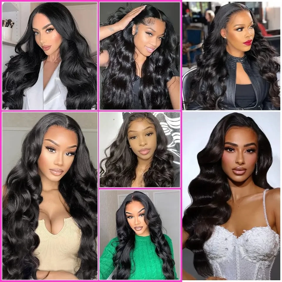 Perruque Lace Closure Wig 100% naturelle, cheveux lisses, Body Wave, 2x6, pre-plucked, avec raie profonde