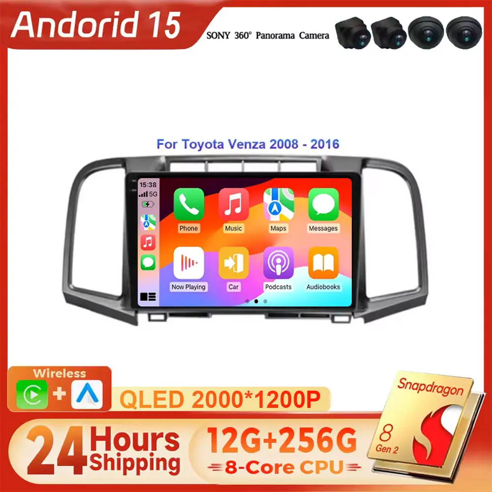 Android 16 Car Radio For Toyota Venza 2008 - 2016 GPS NAVI WIFI Multimedia Stereo Video Player Head Unit QLED LTE 5G