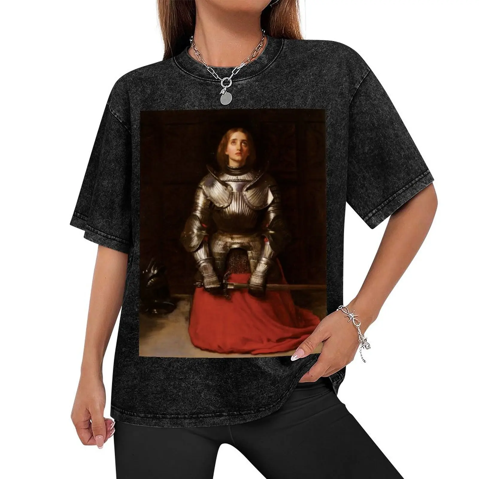 Saint Joan of Arc by John Everett Millais T-Shirt for a boy vintage graphic tee Short sleeve tee summer clothes t shirts for men