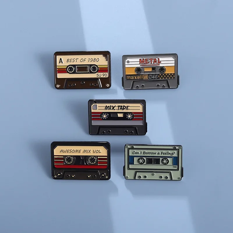 80‘s 90’s Retro Music Cassettes Enamel Pins Radio Cassette Tape Brooches Lapel Badges Backpack Punk Jewelry Gifts Wholesale view 5