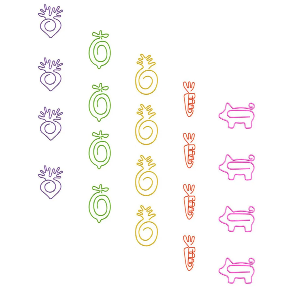 

20Pcs Multi-Function Decorative Paper Clips Pig Pineapple Carrot Portable Paper Storage Supply for Files Envelopes Notes Clips