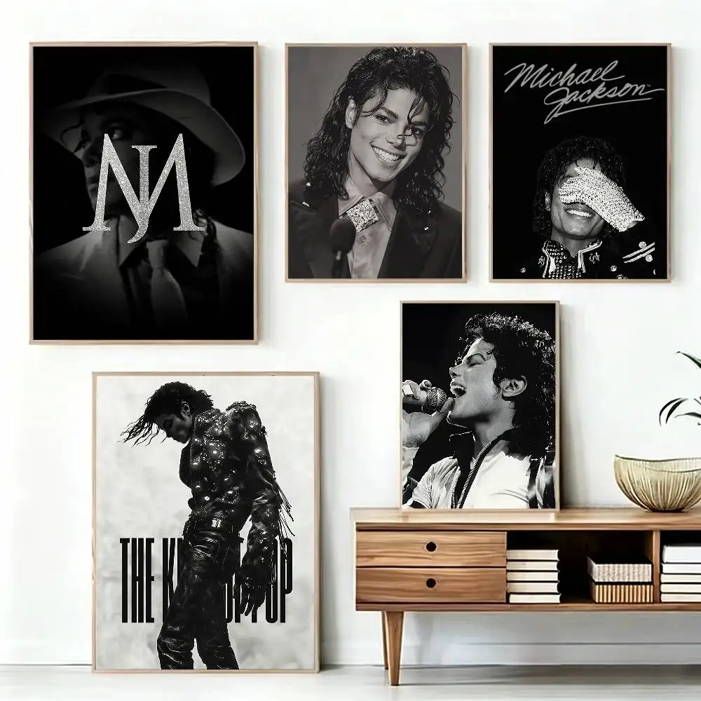 M-Michael J-Jackson Poster Waterproof Wall Art Sticker For Bar Living Room Vintage Decor Print
