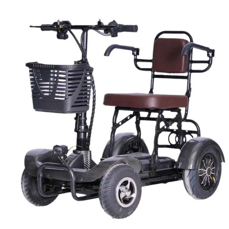 Folding electric four-wheeler, small portable ultra-light recreational vehicle