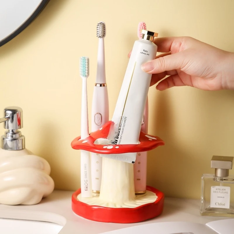 Toilet Electric Toothbrush Toothpaste Shelf 2025 New Ceramic Bathroom Wash Table Tooth Storage Rack