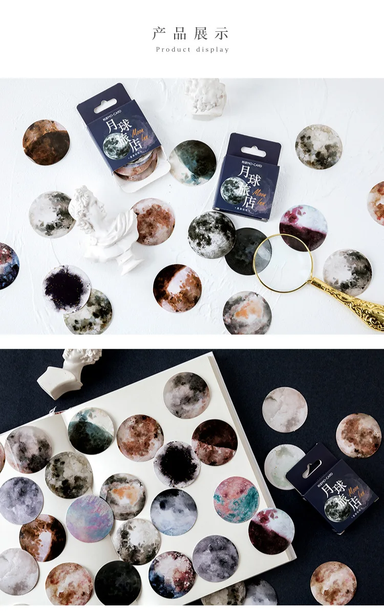 45 Pcs Moon Mini Paper Stickers Cute Creative for DIY Album Diary Scrapbooking Label Stationery School Supplies