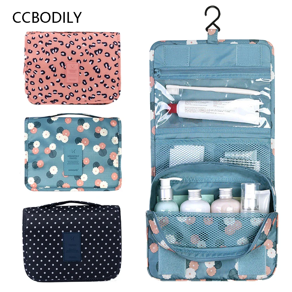 Cosmetic Bag for Women Waterproof Travel Pouch Toiletries Beauty Organizer Ladies Bathroom Neceser Makeup Storage Bag With Hook