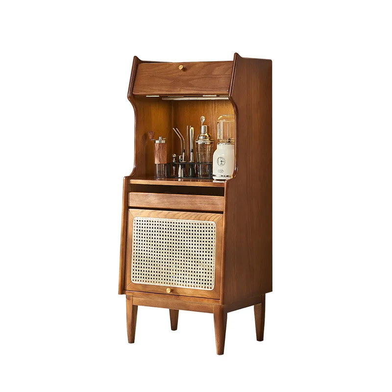 

Nordic rattan wine cabinet living room dining side cabinet Japanese-style locker display cabinet simple modern solid wood entran