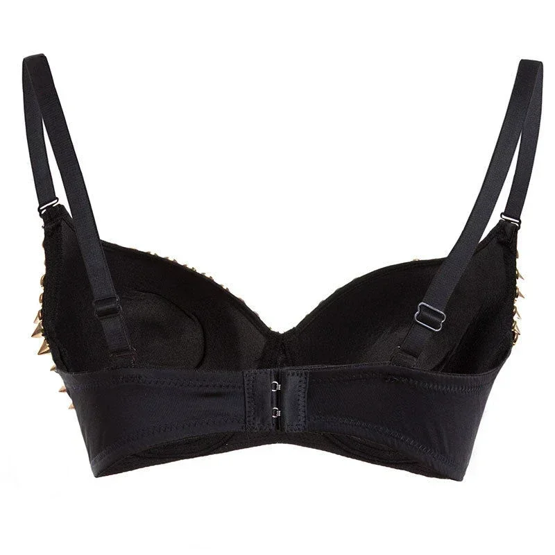 Sexy Women Push Up Bras Gothic Bra Top Rivet Punk Lingerie Black Nightclub Party Hot Fashion Underwear Rave Bralette