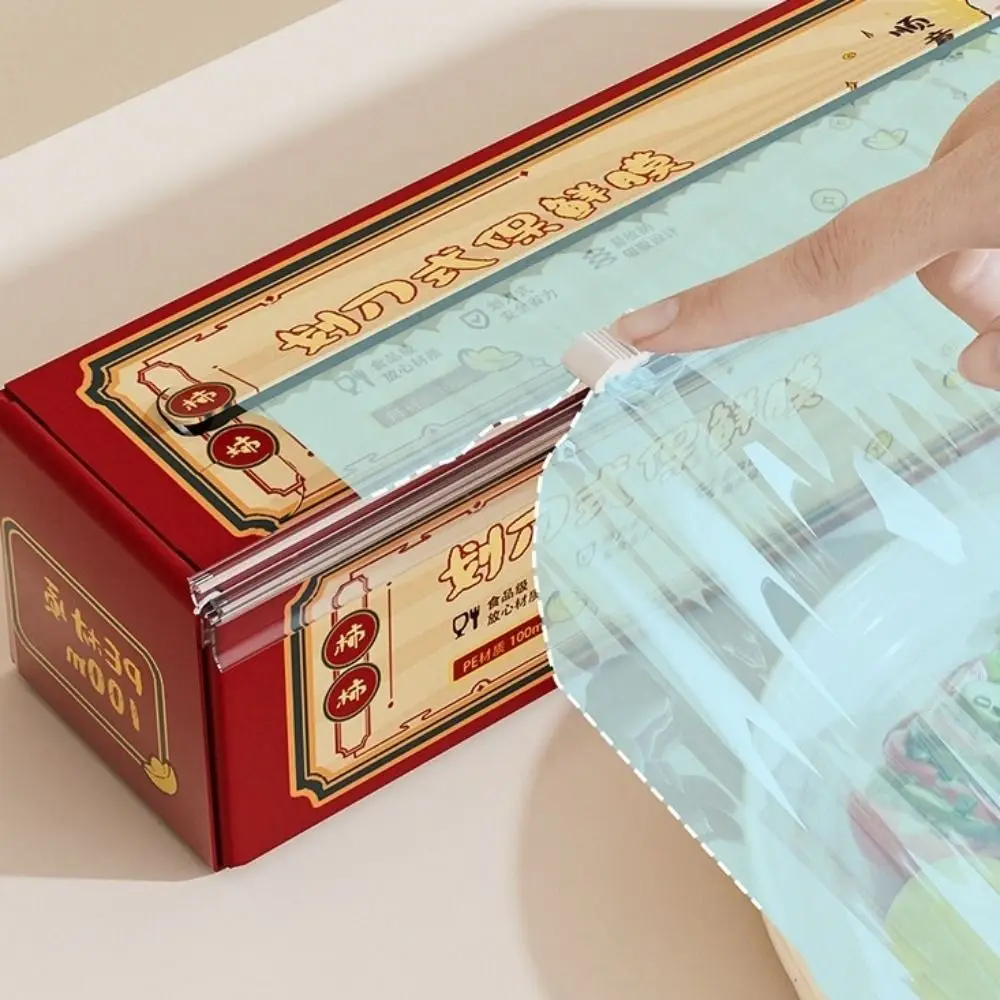 

Practical Plastic Plastic Wrap Dispenser Reusable with Slide Cutter Cling Film Cutter Refillable Foil Cutting Machine Restaurant