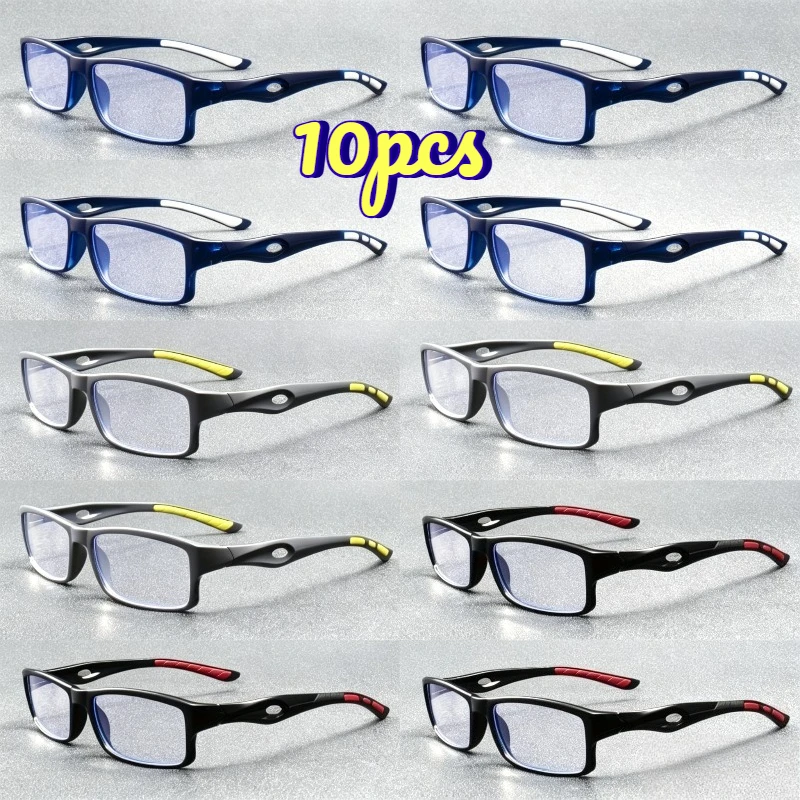 10‑Pack New Unisex Presbyopic Glasses, Sports Casual Retro Square‑Frame Fashion Reading Eyewear