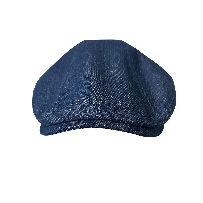 

2025 Washed Peaked Beret - Pure Cotton Blue Driver Cap Unisex, Japanese British Style Vintage Flat Cap Spring Summer
