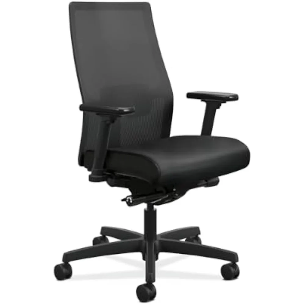 Ignition 2.0 Mesh/Vinyl Mid-Back Task Chair, Adjustable Arms, Black (12M2AMLU10TK) (I2M2AMLU10TK)