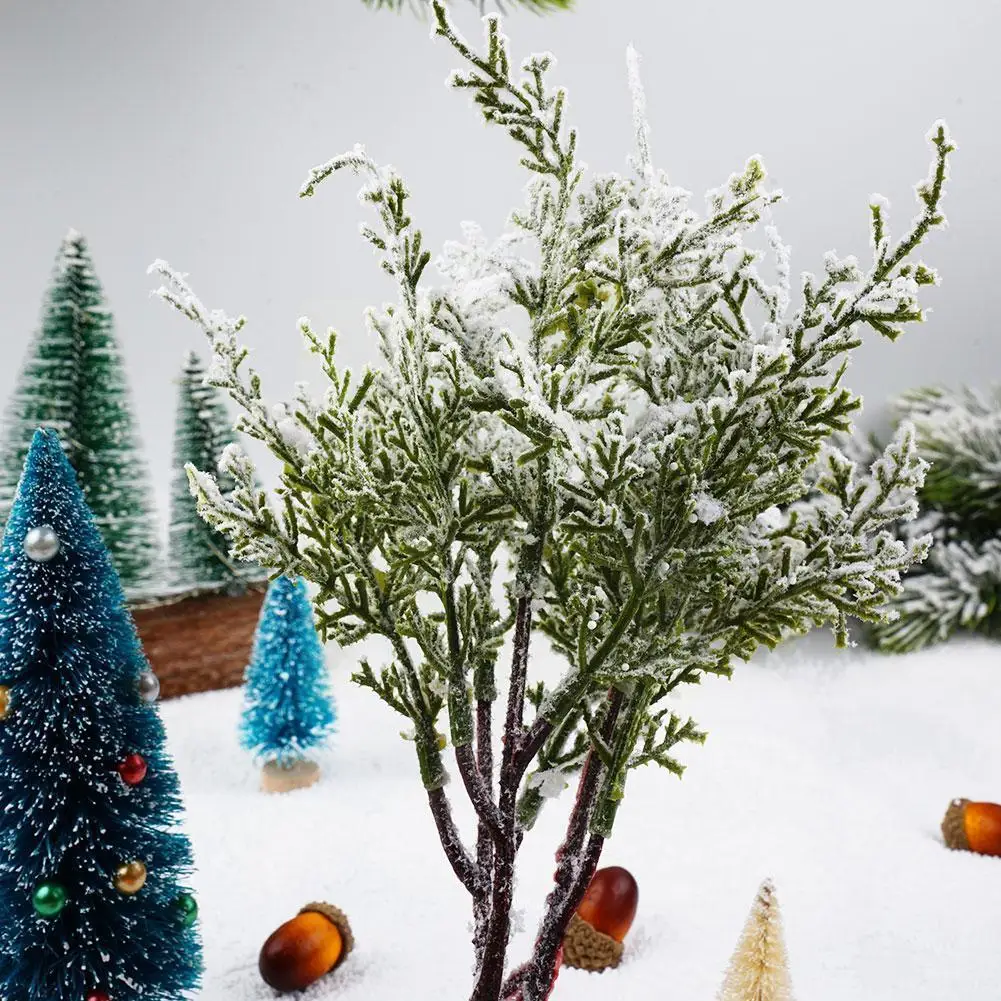 Artificial Fake Snow Frost Pine Branch   DIY Xmas Tree party Ornament Home Christmas Decoration Supplies Gift Supplies
