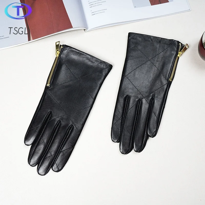 

Winter Genuine Sheepskin Leather Gloves Women Warm velvet lined Touchscreen Outdoor Cycling Driving Motorcycle Gloves